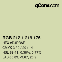 カラーコード: RGB 212.1 219 175 | qconv.com