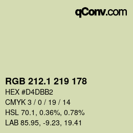 カラーコード: RGB 212.1 219 178 | qconv.com