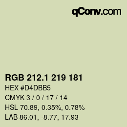 カラーコード: RGB 212.1 219 181 | qconv.com
