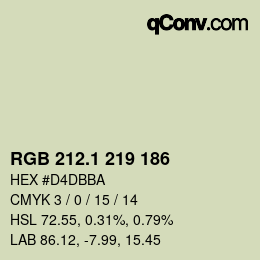 カラーコード: RGB 212.1 219 186 | qconv.com
