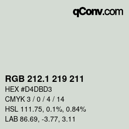 Color code: RGB 212.1 219 211 | qconv.com