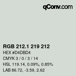 Color code: RGB 212.1 219 212 | qconv.com