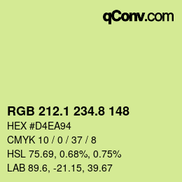 カラーコード: RGB 212.1 234.8 148 | qconv.com