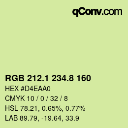 Color code: RGB 212.1 234.8 160 | qconv.com