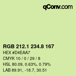 カラーコード: RGB 212.1 234.8 167 | qconv.com
