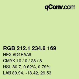 カラーコード: RGB 212.1 234.8 169 | qconv.com