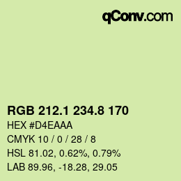 Color code: RGB 212.1 234.8 170 | qconv.com