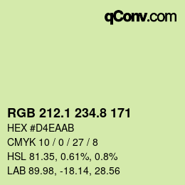 カラーコード: RGB 212.1 234.8 171 | qconv.com