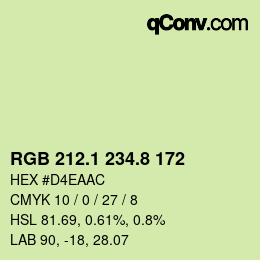 カラーコード: RGB 212.1 234.8 172 | qconv.com