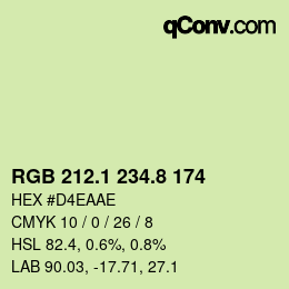 カラーコード: RGB 212.1 234.8 174 | qconv.com