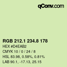 カラーコード: RGB 212.1 234.8 178 | qconv.com