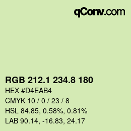 Color code: RGB 212.1 234.8 180 | qconv.com