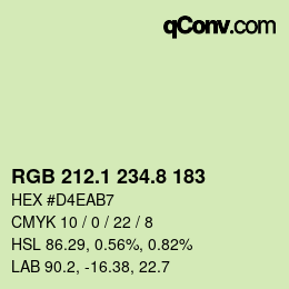 カラーコード: RGB 212.1 234.8 183 | qconv.com