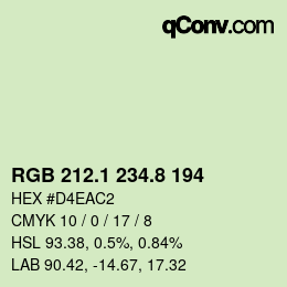 Color code: RGB 212.1 234.8 194 | qconv.com