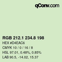 カラーコード: RGB 212.1 234.8 198 | qconv.com