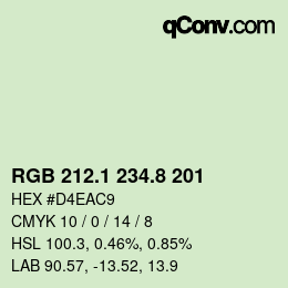 Color code: RGB 212.1 234.8 201 | qconv.com
