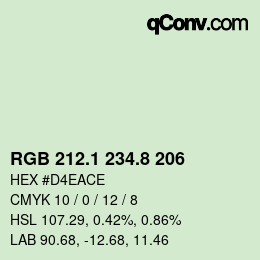 Color code: RGB 212.1 234.8 206 | qconv.com