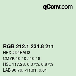 Color code: RGB 212.1 234.8 211 | qconv.com