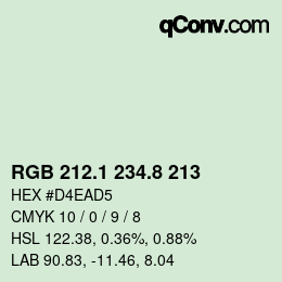 Code couleur: RGB 212.1 234.8 213 | qconv.com