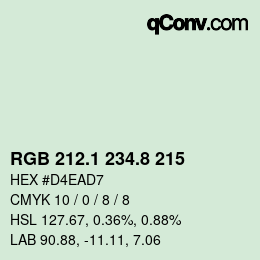 Código de color: RGB 212.1 234.8 215 | qconv.com