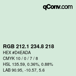 カラーコード: RGB 212.1 234.8 218 | qconv.com