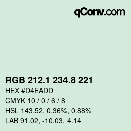 Color code: RGB 212.1 234.8 221 | qconv.com