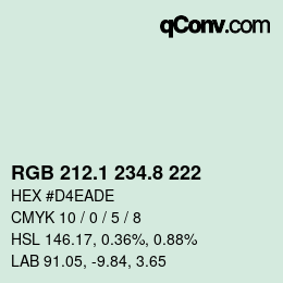 カラーコード: RGB 212.1 234.8 222 | qconv.com