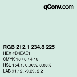 Color code: RGB 212.1 234.8 225 | qconv.com