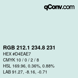 Color code: RGB 212.1 234.8 231 | qconv.com