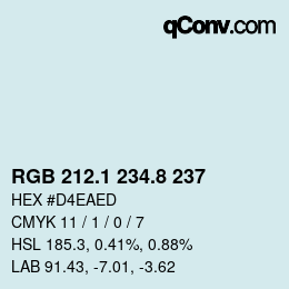 カラーコード: RGB 212.1 234.8 237 | qconv.com