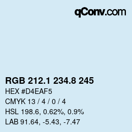 Color code: RGB 212.1 234.8 245 | qconv.com