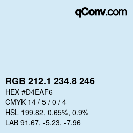 Color code: RGB 212.1 234.8 246 | qconv.com