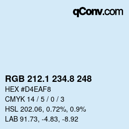Color code: RGB 212.1 234.8 248 | qconv.com