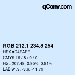 Farbcode: RGB 212.1 234.8 254 | qconv.com