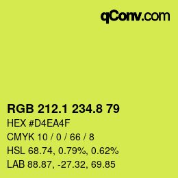 カラーコード: RGB 212.1 234.8 79 | qconv.com