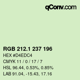 Color code: RGB 212.1 237 196 | qconv.com