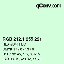 カラーコード: RGB 212.1 255 221 | qconv.com
