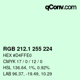 カラーコード: RGB 212.1 255 224 | qconv.com