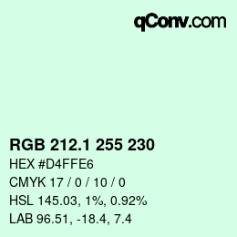カラーコード: RGB 212.1 255 230 | qconv.com