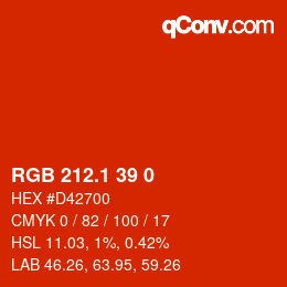 カラーコード: RGB 212.1 39 0 | qconv.com