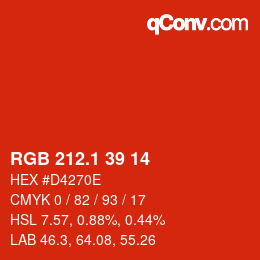 カラーコード: RGB 212.1 39 14 | qconv.com