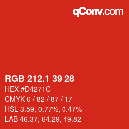 カラーコード: RGB 212.1 39 28 | qconv.com