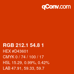 カラーコード: RGB 212.1 54.8 1 | qconv.com