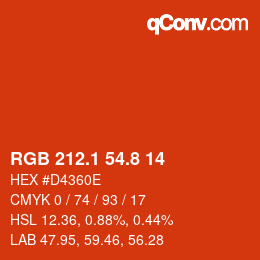 Color code: RGB 212.1 54.8 14 | qconv.com