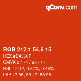 カラーコード: RGB 212.1 54.8 15 | qconv.com