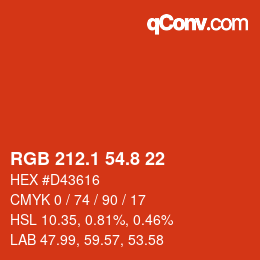 カラーコード: RGB 212.1 54.8 22 | qconv.com