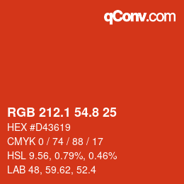 カラーコード: RGB 212.1 54.8 25 | qconv.com