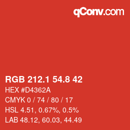 Color code: RGB 212.1 54.8 42 | qconv.com