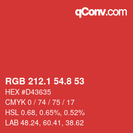 カラーコード: RGB 212.1 54.8 53 | qconv.com