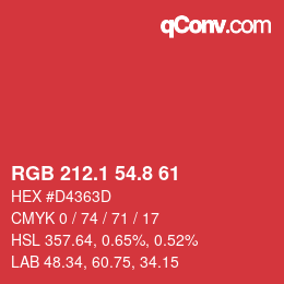 カラーコード: RGB 212.1 54.8 61 | qconv.com